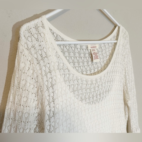 Sundance Ivory Pointelle Josalyn, BellSleeves Sweater Dress with Lining- size PL - Picture 4 of 11